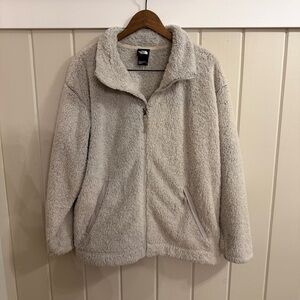 The North Face Women's Light Grey Teddy Jacket, Size XL, EUC
